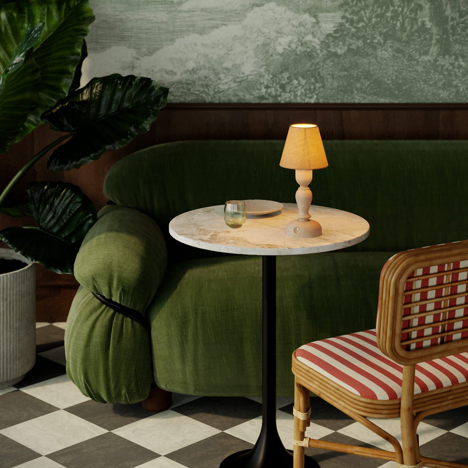 Lampada portatile ricaricabile Cabless14 con lampadina a goccia e predisposizione per paralume - Neutro - Creative Cables