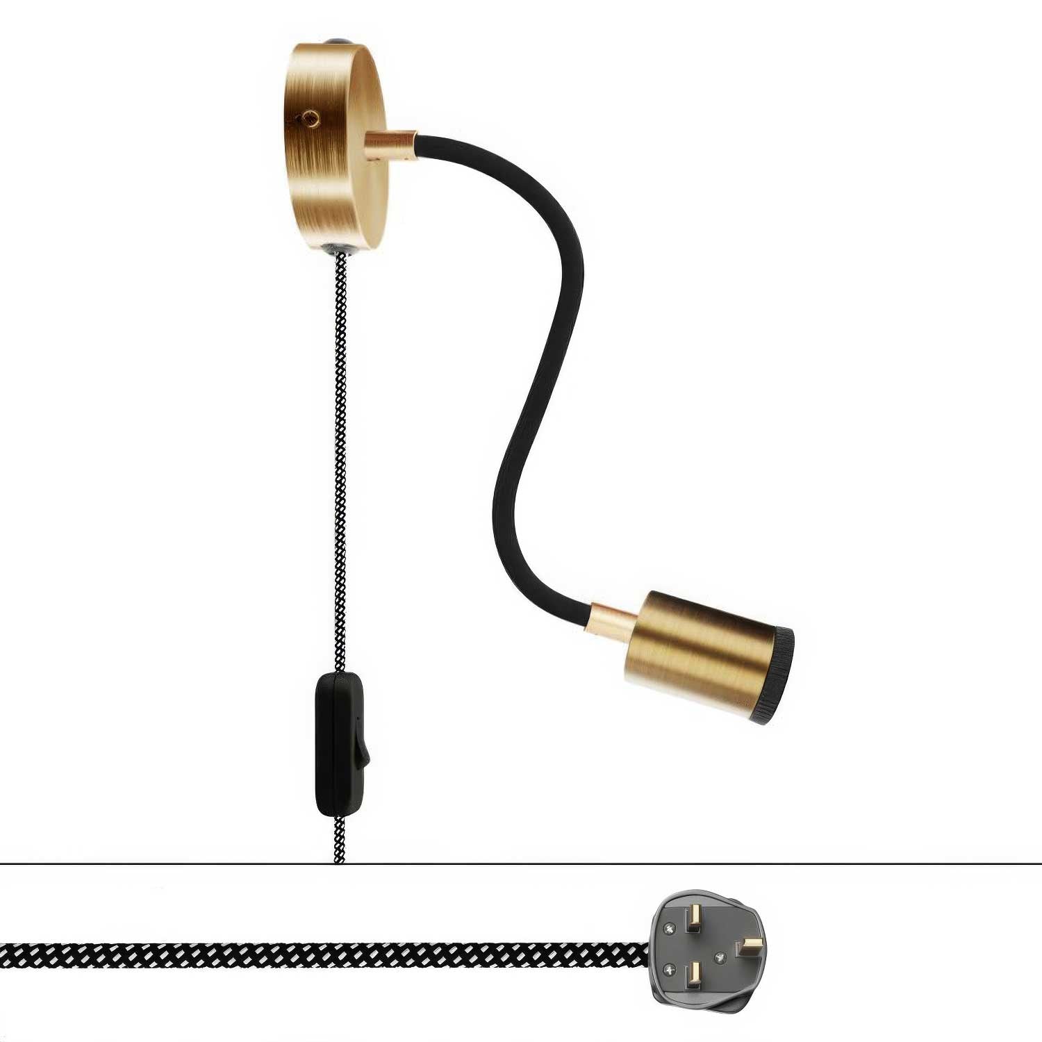 Lampada Spostaluce Flex 30 snodabile con faretto GU1d0 e spina UK - Bronzo satinato - Creative Cables