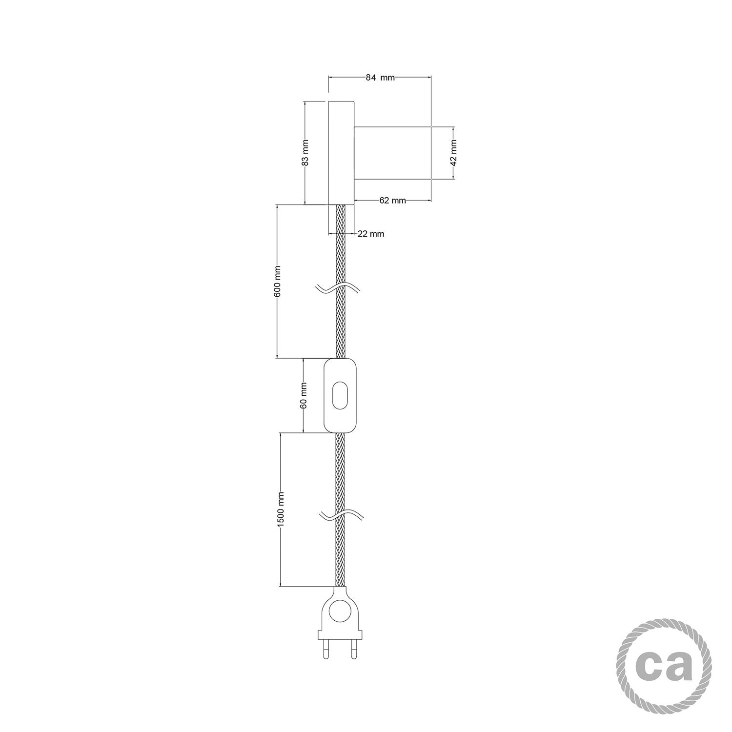 Lampada Spostaluce in metallo - Bronzo satinato - Creative Cables