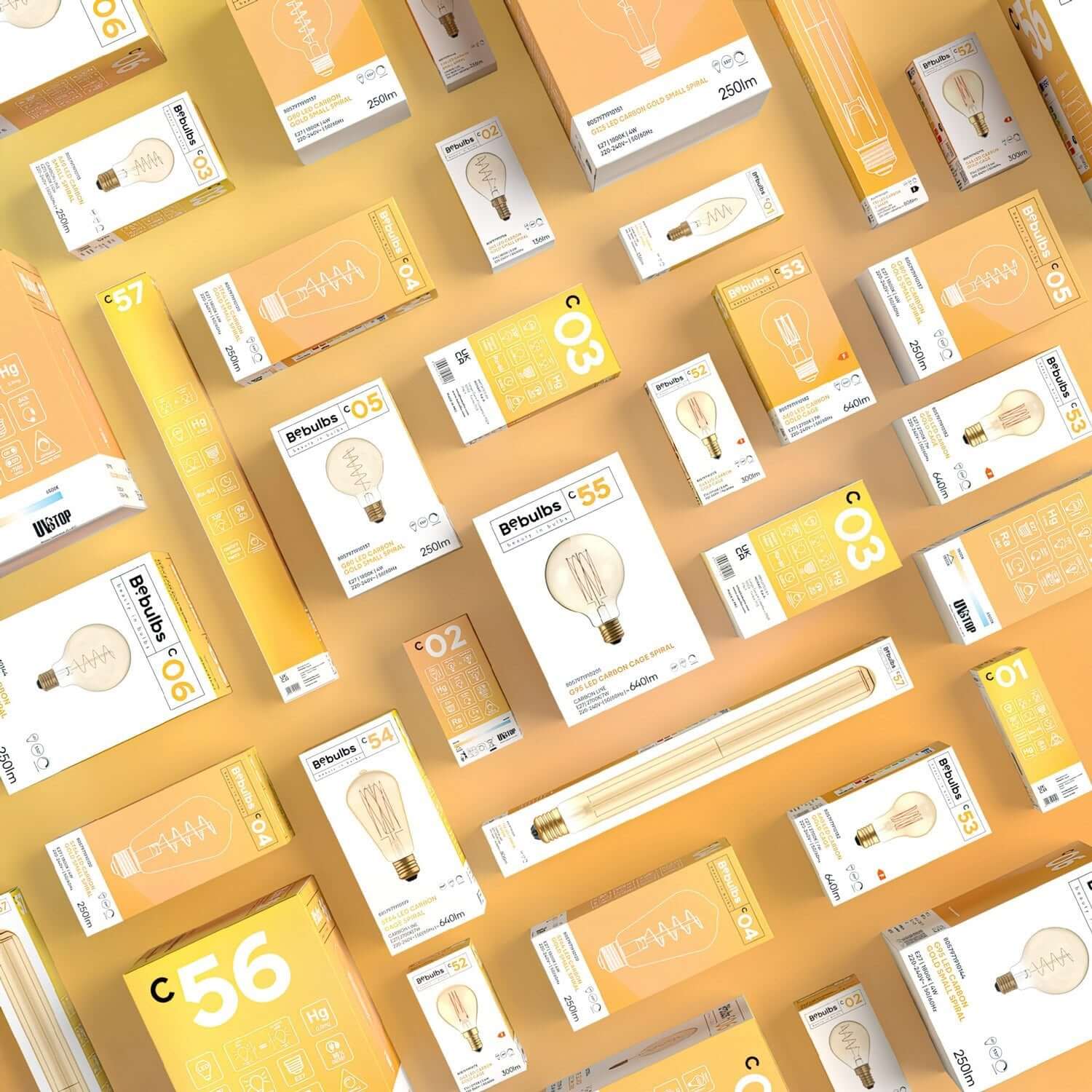 Lampadina LED Dorata Carbon Line filamento verticale Mini globo G45 3,4W 300Lm E14 2700K Dimmerabile - C52 - Creative Cables