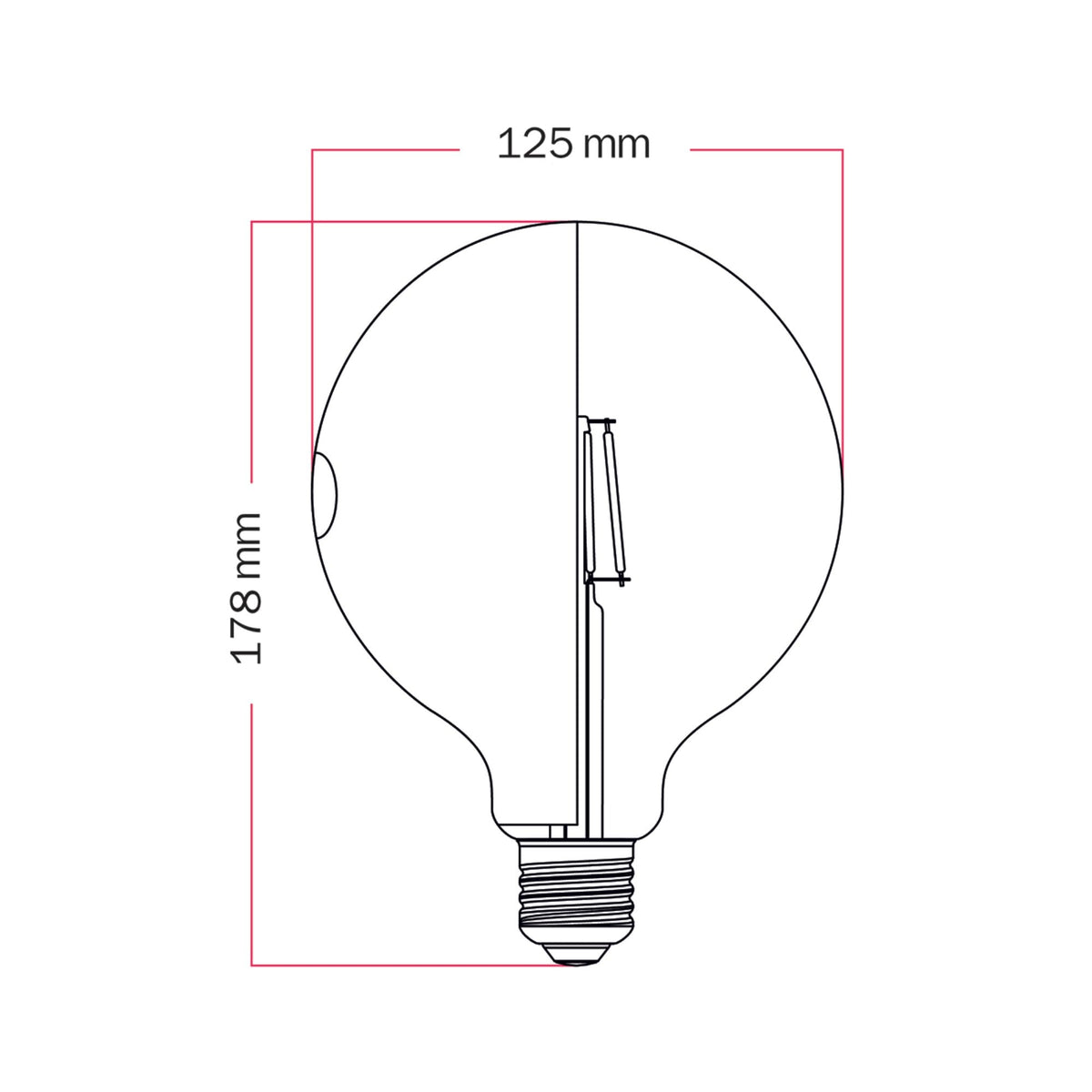 Lampadina LED Talia G125 4,8W 806Lm E27 2700K Dimmerabile - Nero