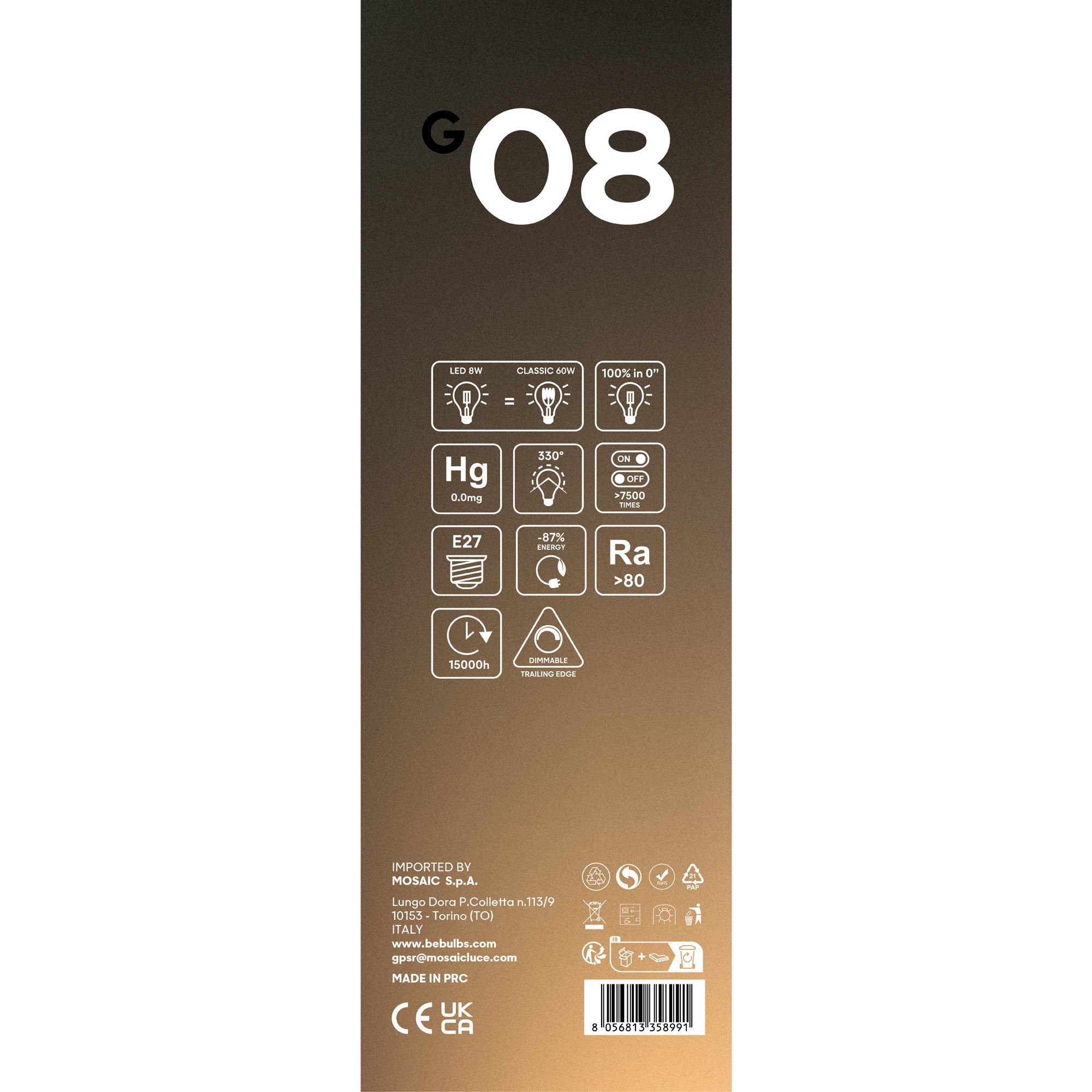 Lampadina LED Trasparente Ghost Line Doppio Cono 8W 780 Lm E27 2200K Dimmerabile - G08 - Creative Cables