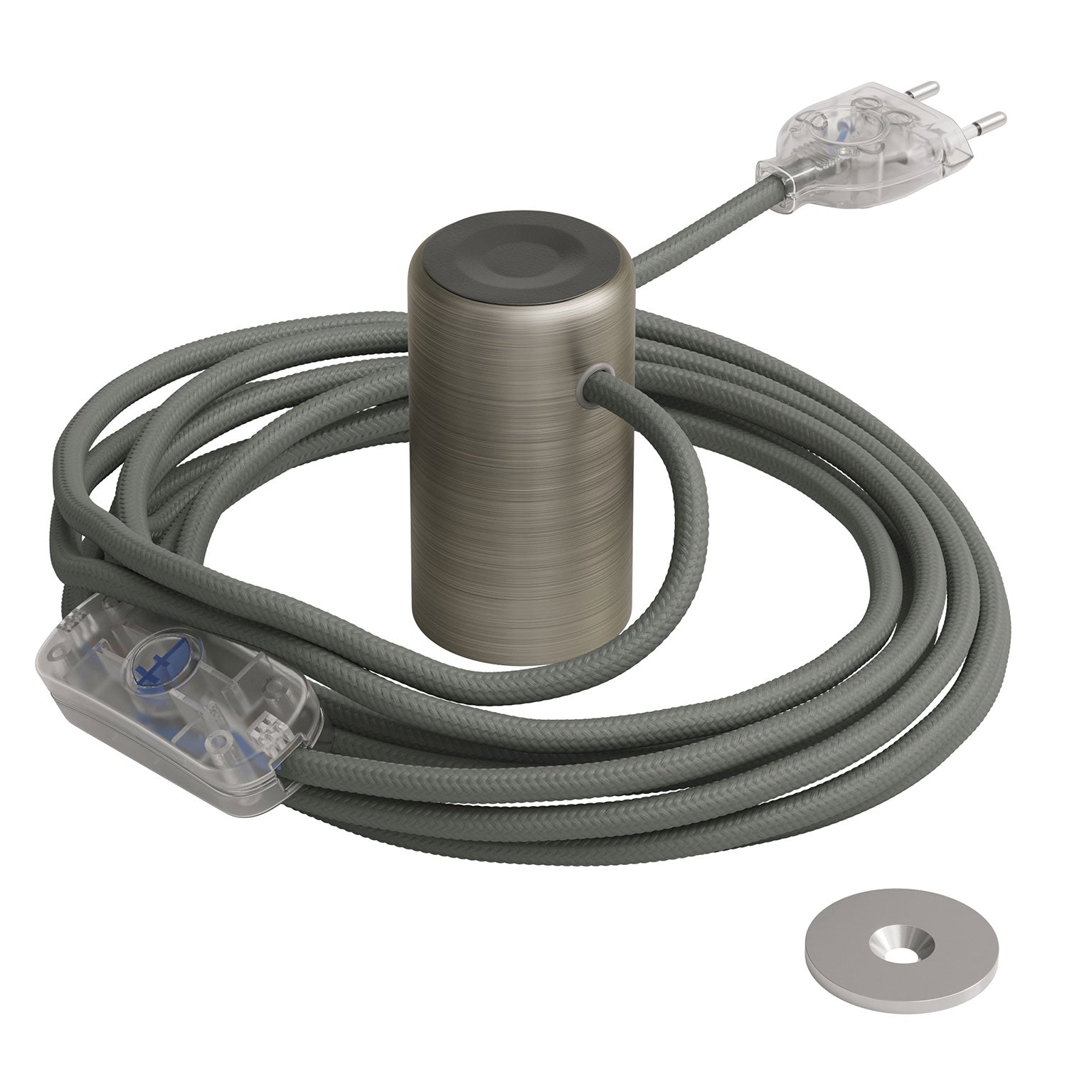 1,8 m, lampada plug-in, colore nero, mélange, cavo in tessuto 1,8 m, lampada plug-in, colore nero, mélange, cavo in tessuto
