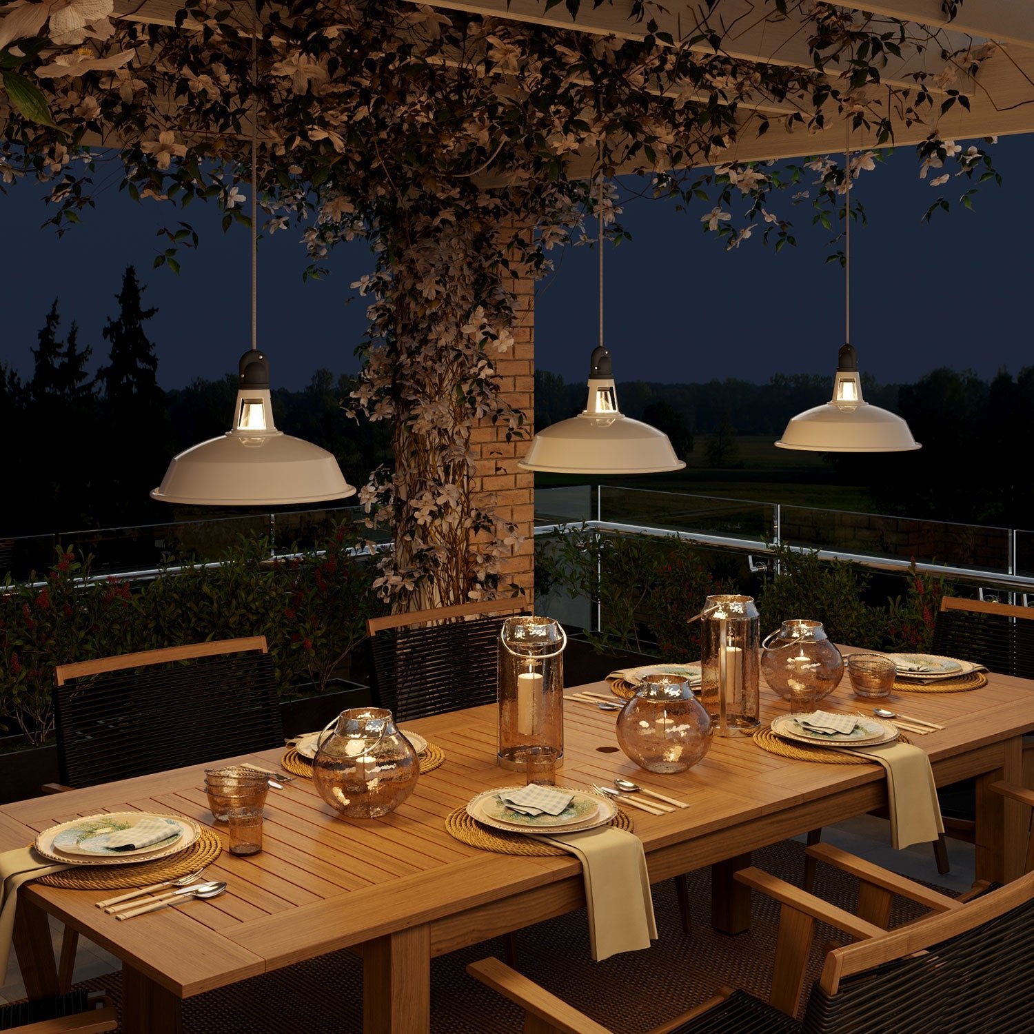 Modulair ELEGANT Lampada per esterni con paralume, 5 m cavo, rosone in silicone e portalampada IP65 waterproof - Bianco