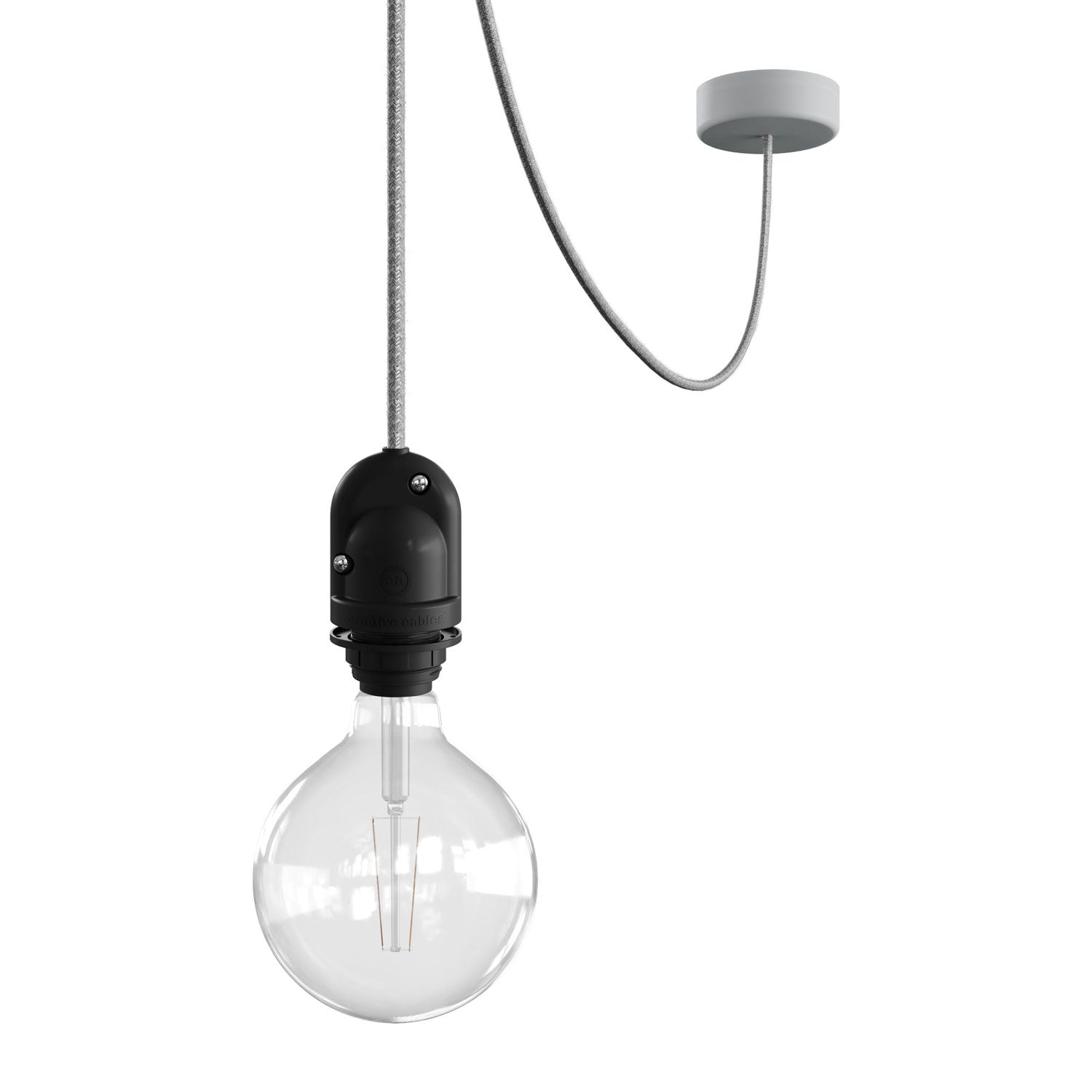 Modulair Lampada da esterno per paralume con 5 m cavo tessile, decentatore, rosone e portalampada IP65 - Grigio ghiaccio