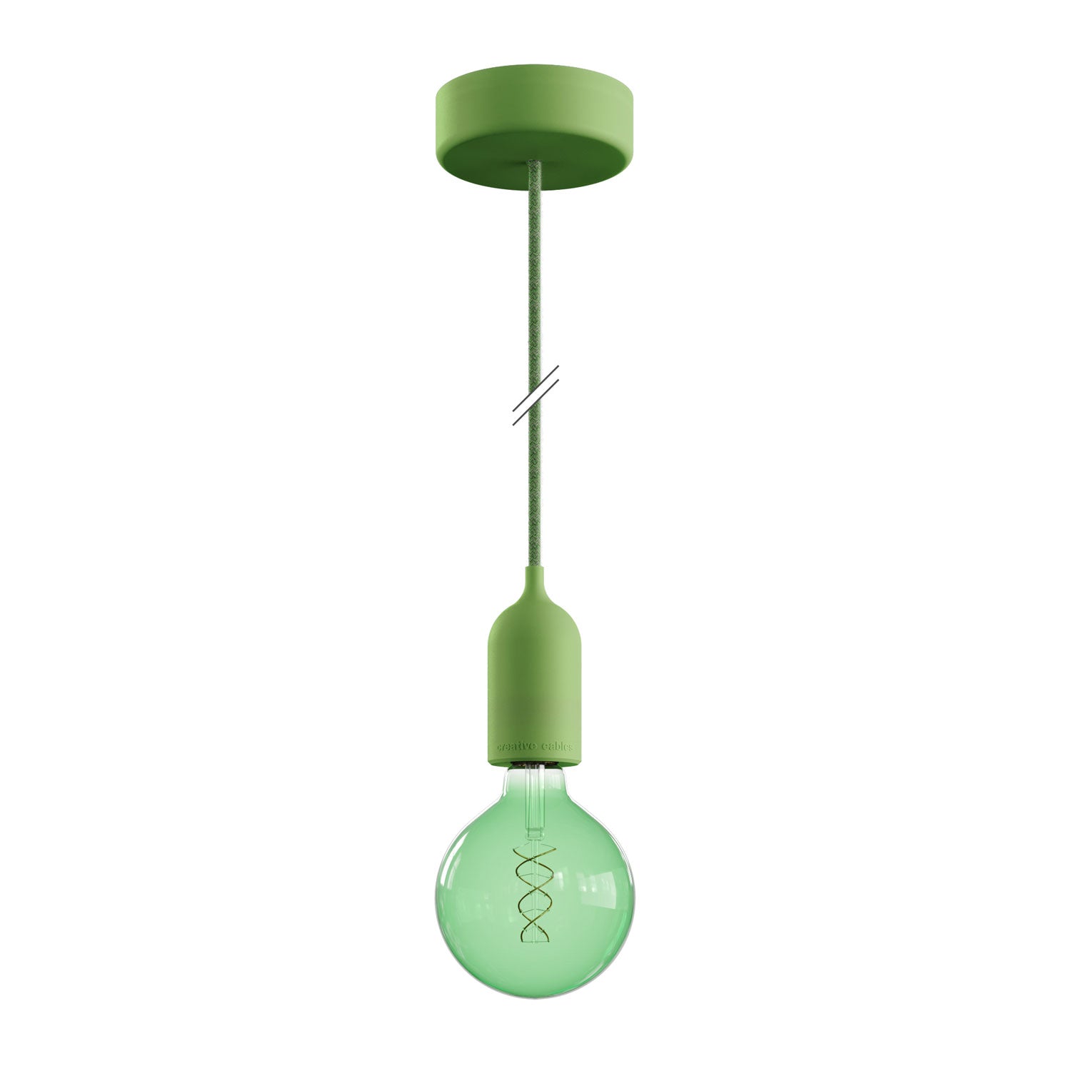 Modulair PASTEL Lampada da esterno con 1,5 m cavo tessile, rosone e portalampada in silicone IP65 waterproof - Verde prato