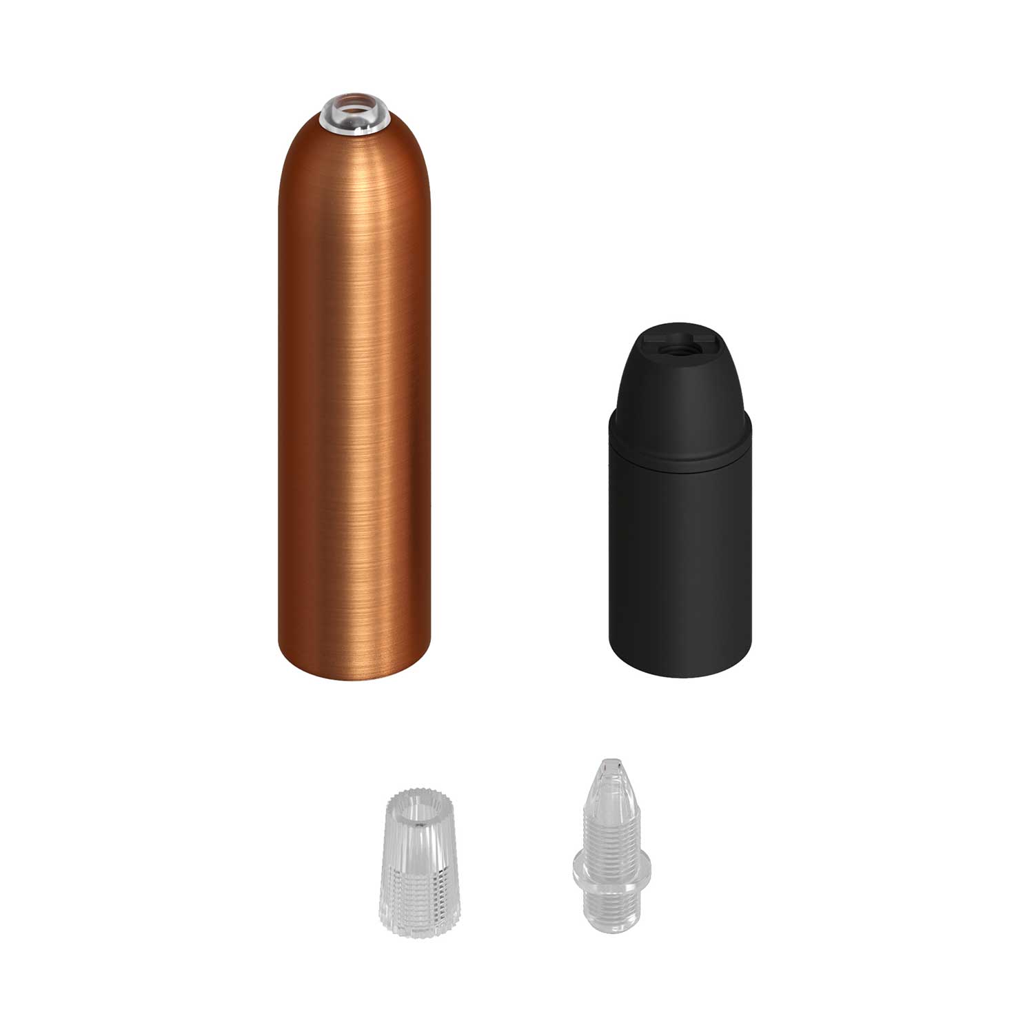 P - Light, kit portalampada E14 in metallo con serracavo a scomparsa - Rame satinato - Creative Cables