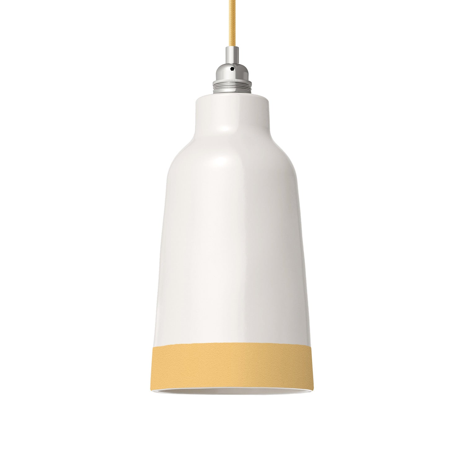 Paralume Bottiglia bicolore in ceramica Bianco e Giallo, collezione Materia - Made in Italy