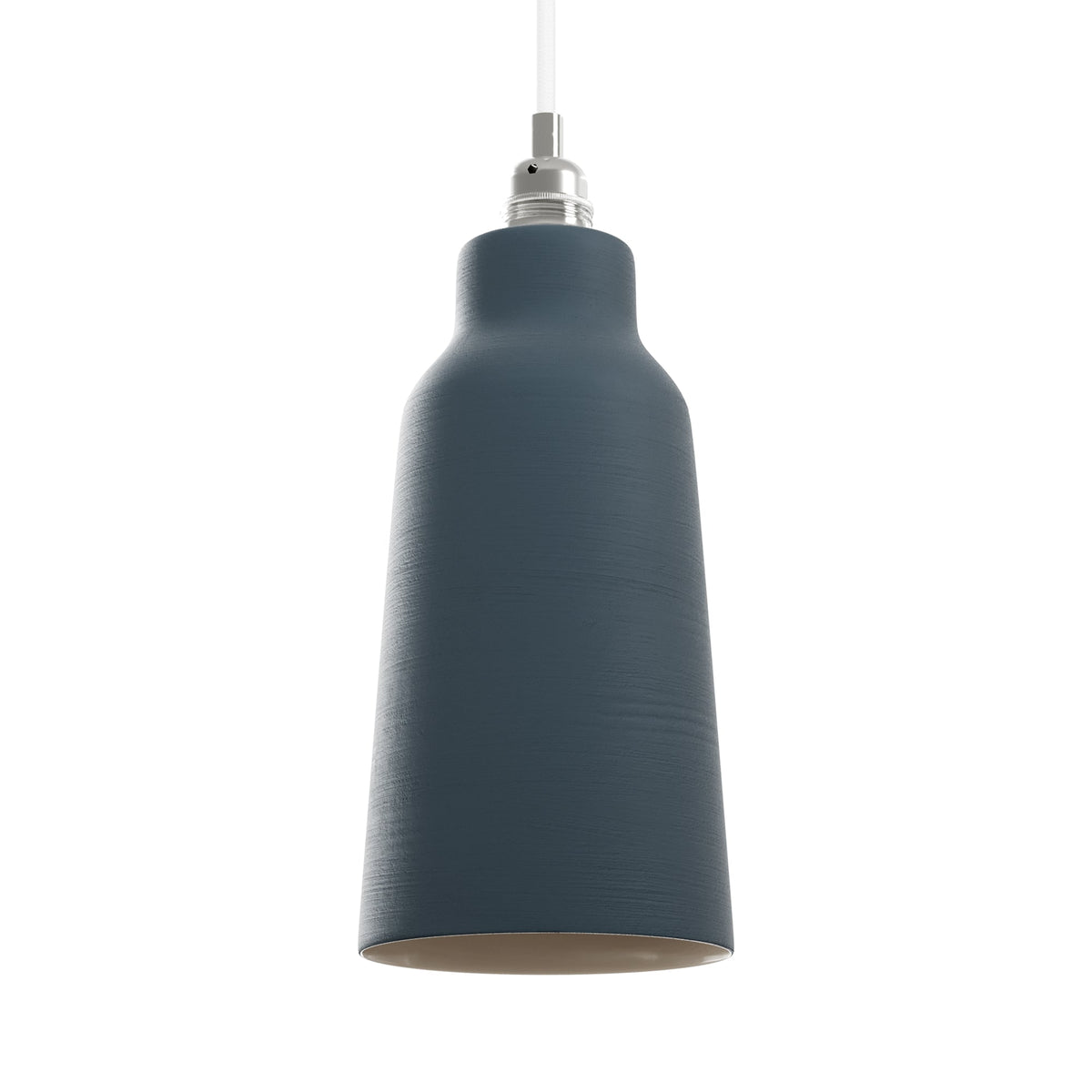 Paralume Bottiglia in ceramica per lampadario - Petrolio / Bianco