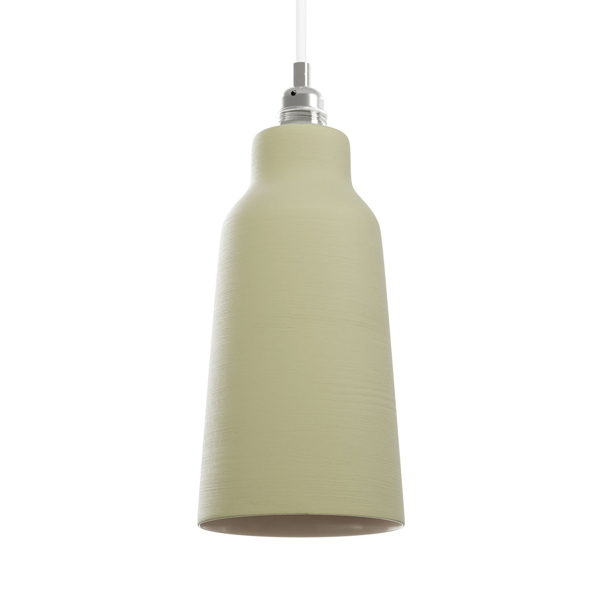 Paralume Bottiglia in ceramica per lampadario - Verde salvia / Bianco