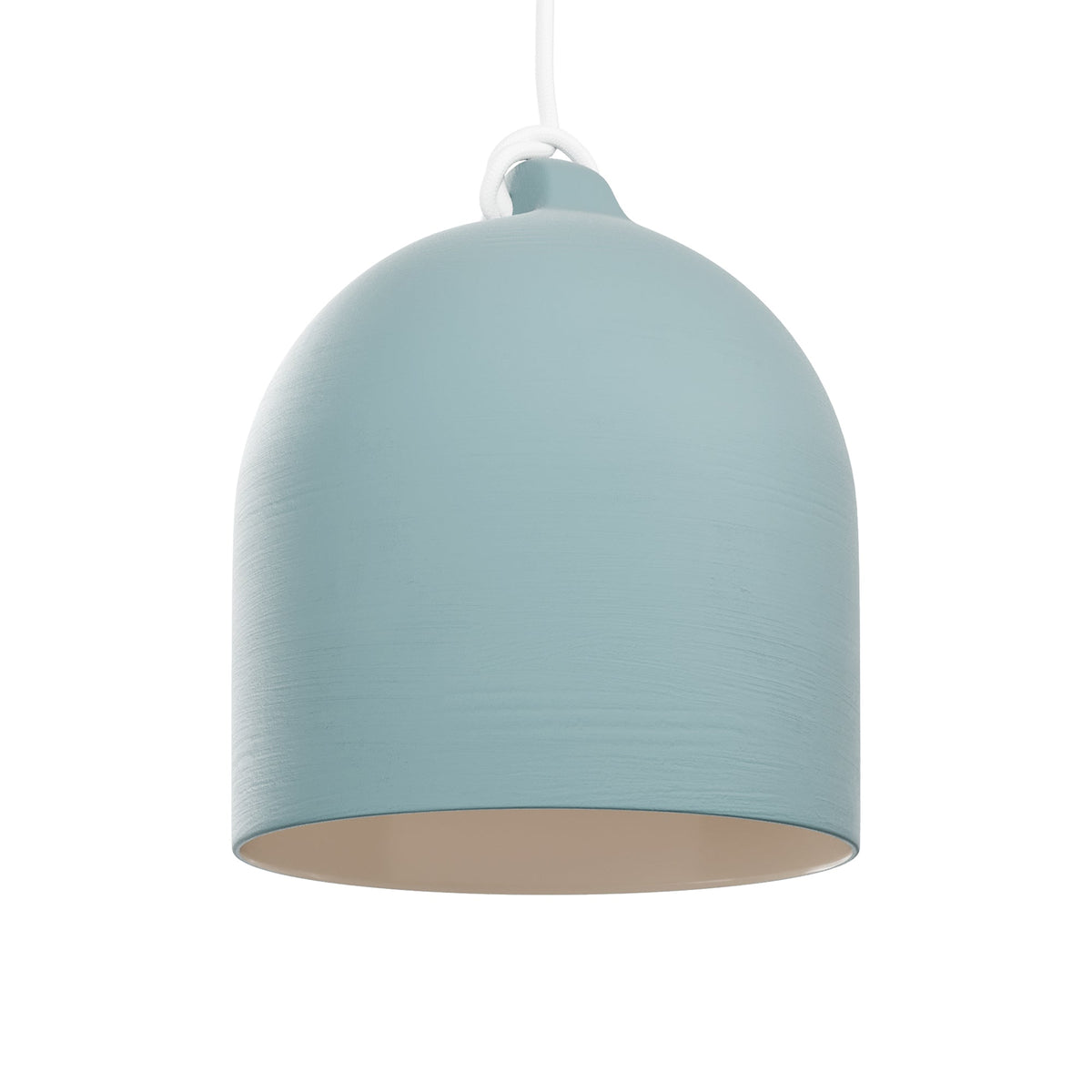 Paralume Campana M in ceramica per lampadario - Azzurro / Bianco