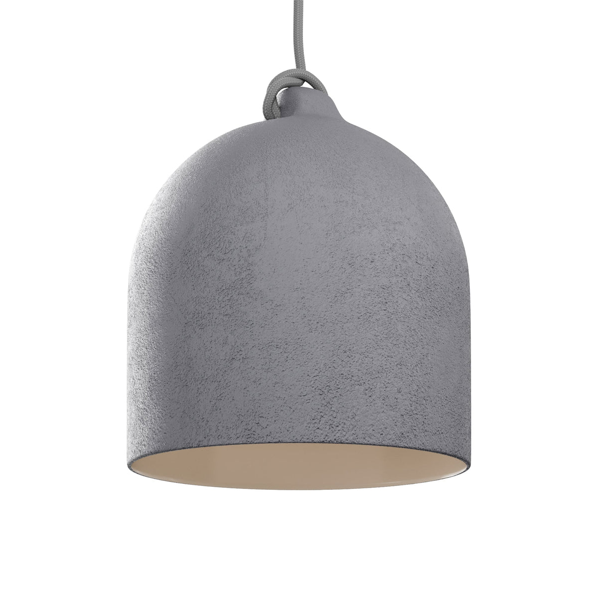 Paralume Campana M in ceramica per lampadario - Effetto cemento / Bianco