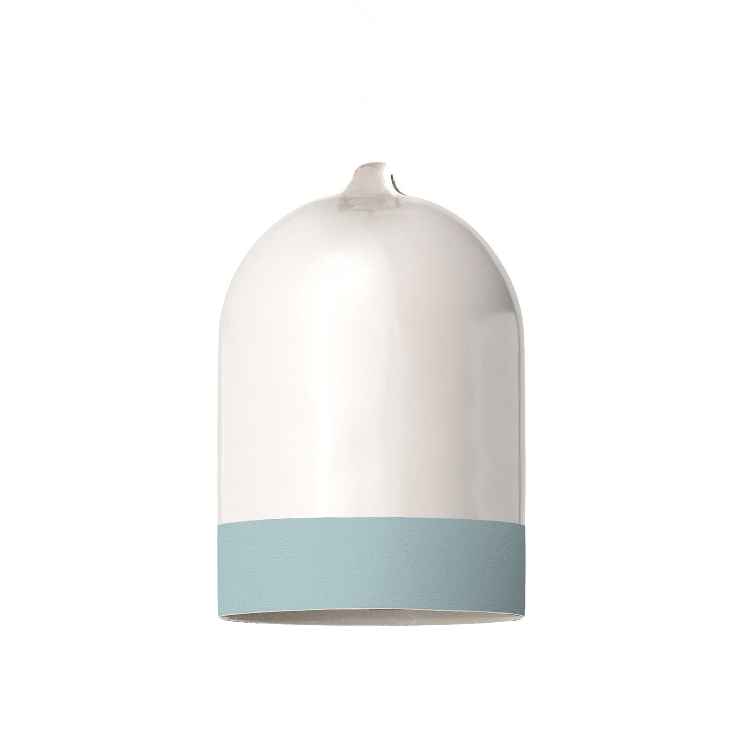 Paralume Campana Mini XS bicolore in ceramica Bianco e Azzurro, collezione Materia - Made in Italy