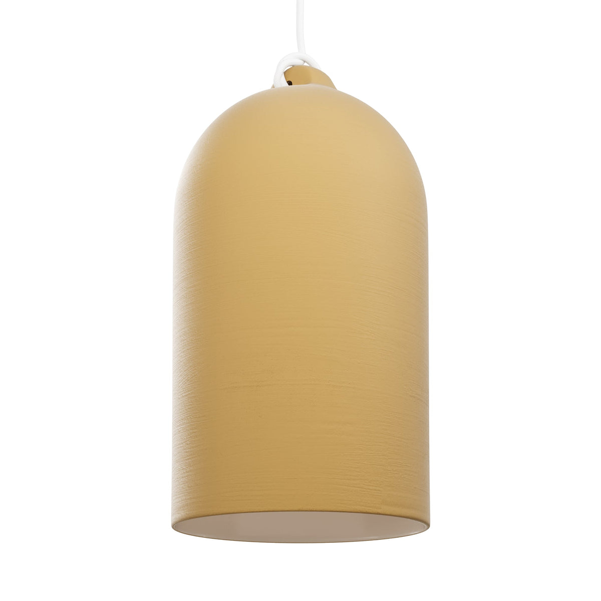 Paralume Campana XL in ceramica per lampadario - Giallo / Bianco
