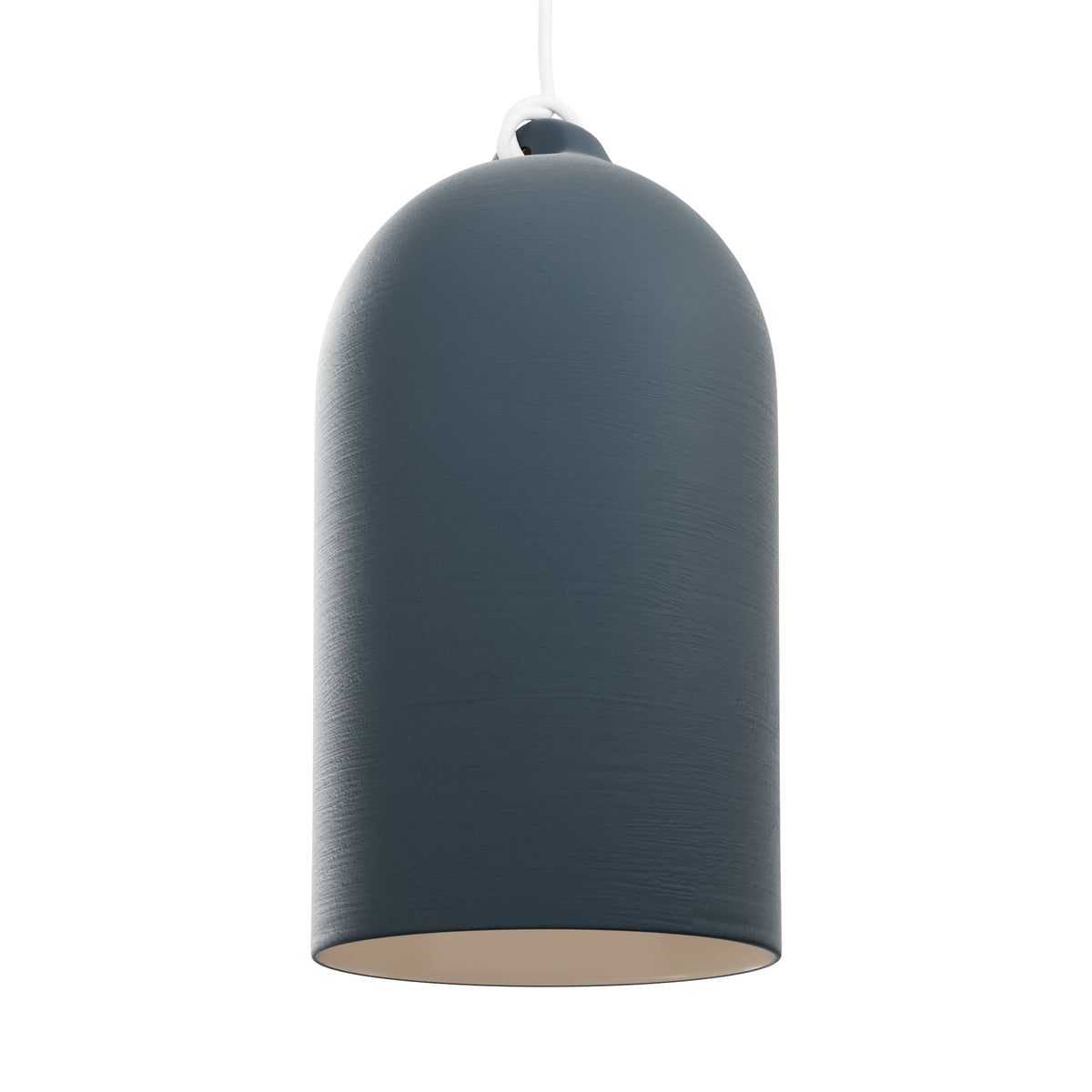Paralume Campana XL in ceramica per lampadario - Petrolio / Bianco