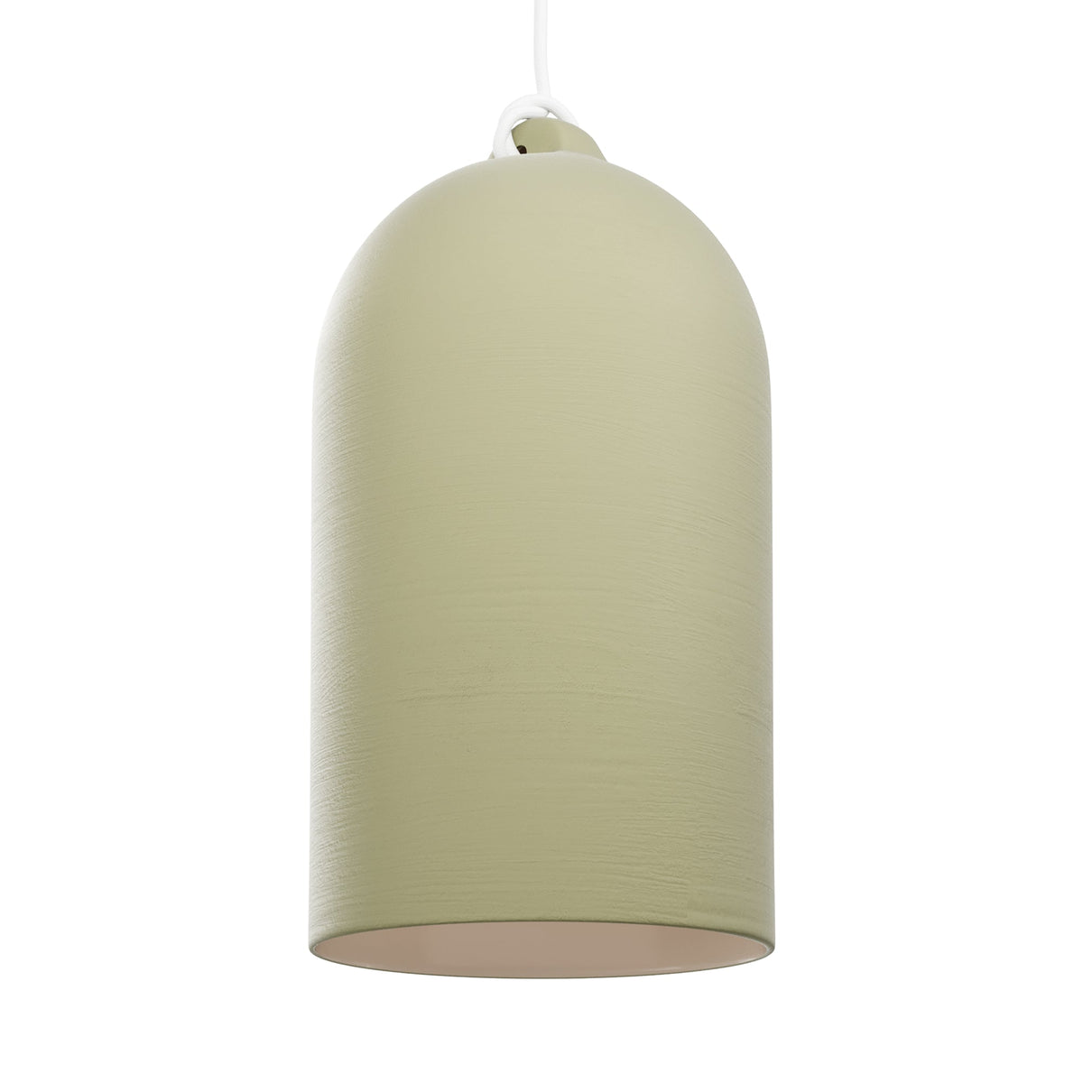 Paralume Campana XL in ceramica per lampadario - Verde salvia / Bianco