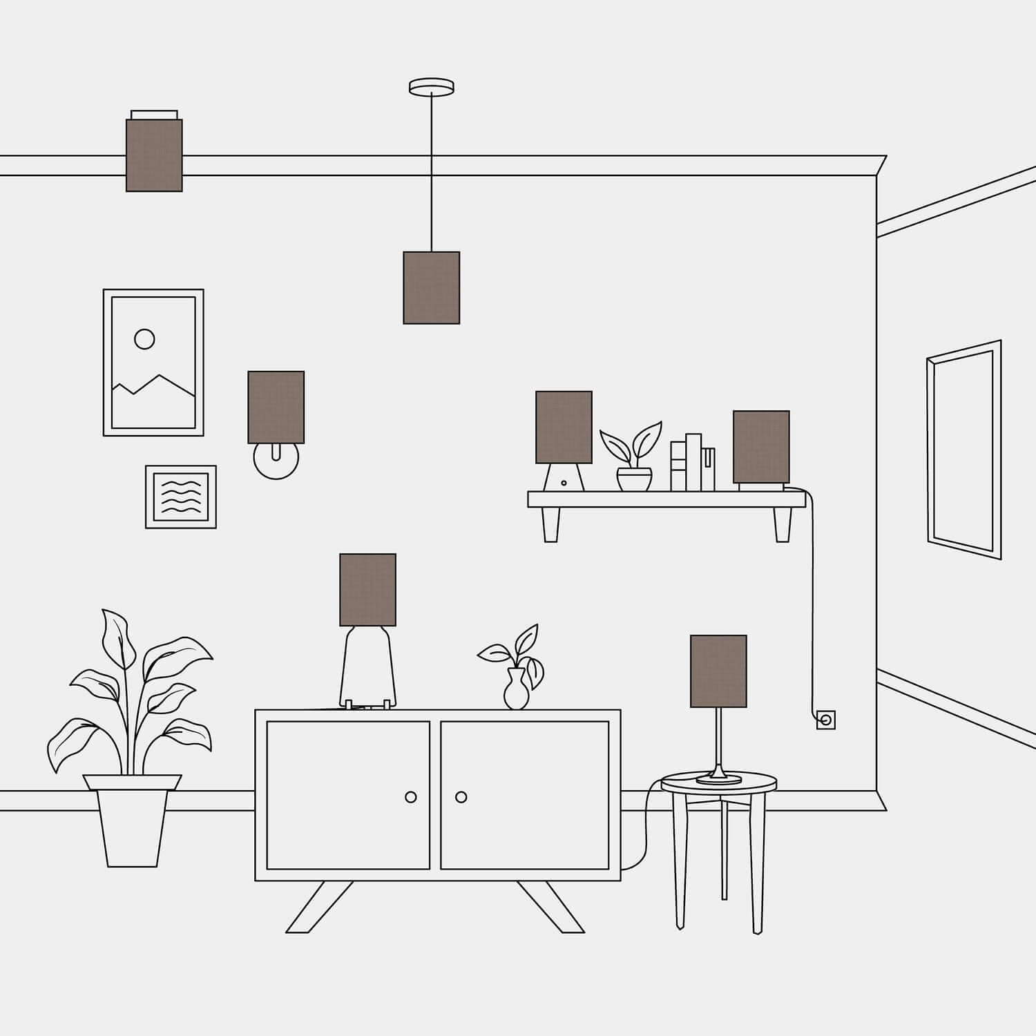 Paralume Cilindro in tessuto con attacco E27 - 100% Made in Italy - Camelot marrone