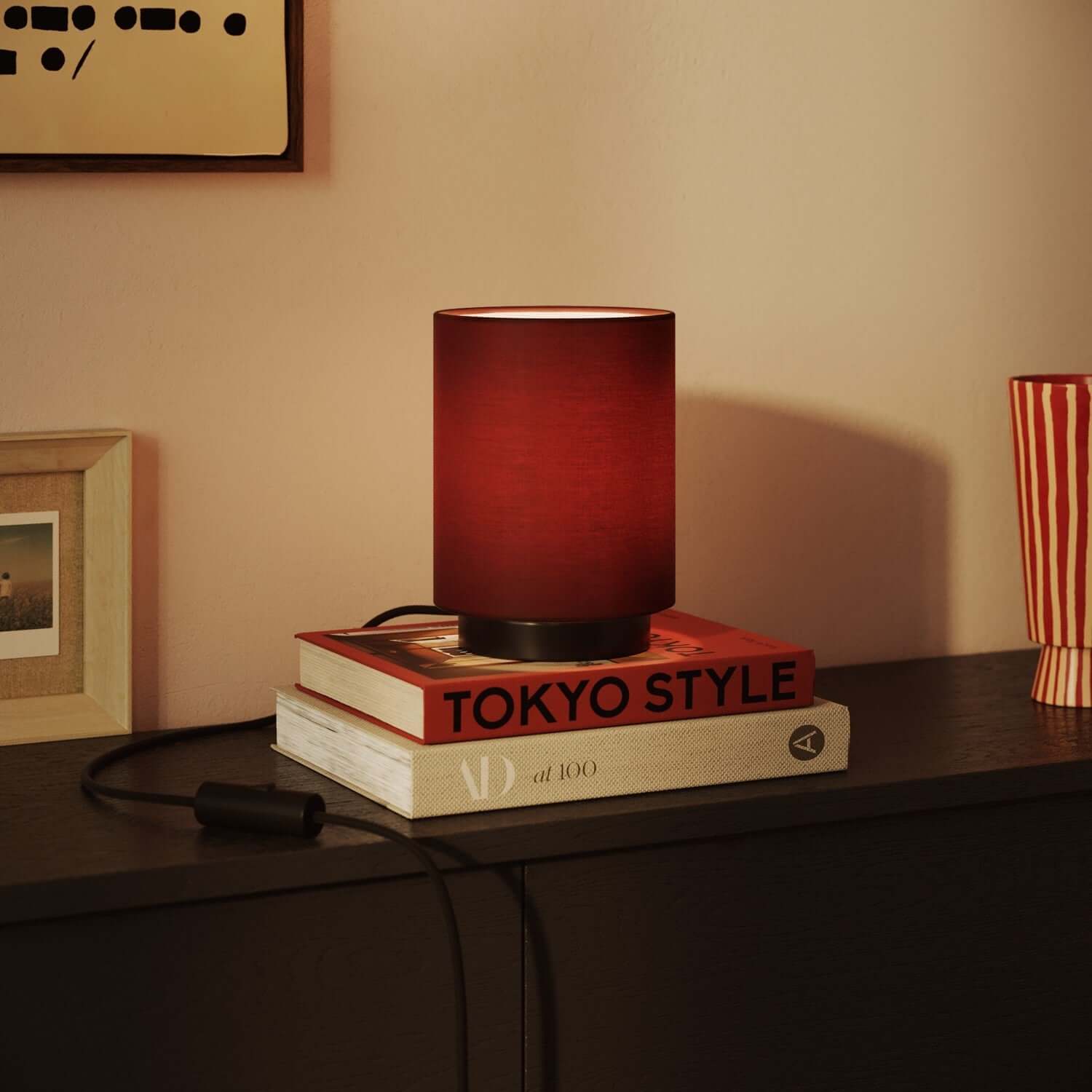 Paralume Cilindro in tessuto con attacco E27 - 100% Made in Italy - Teletta bordeaux