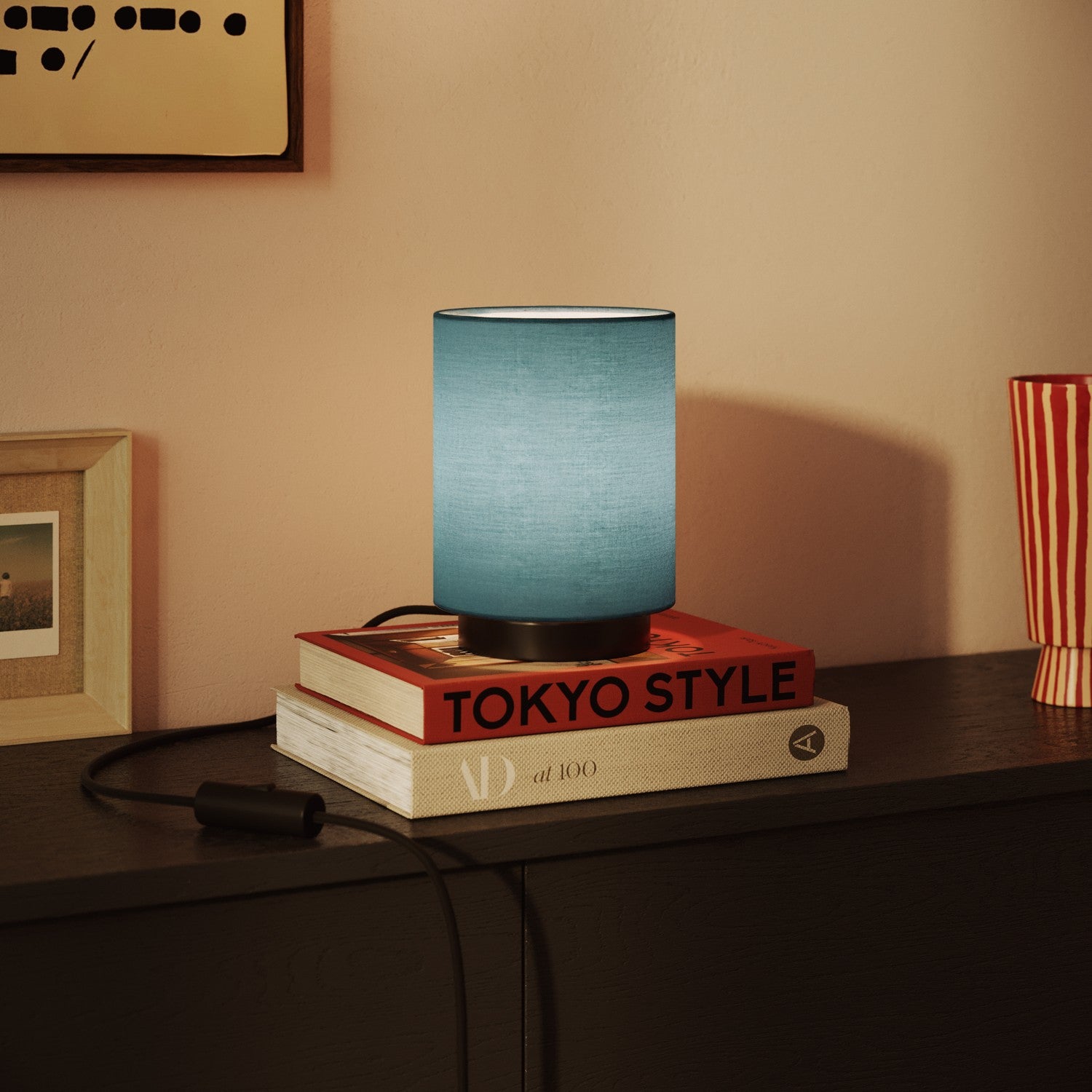 Paralume Cilindro S in tessuto con attacco E27 - Made in Italy - Teletta Verde Dubbio