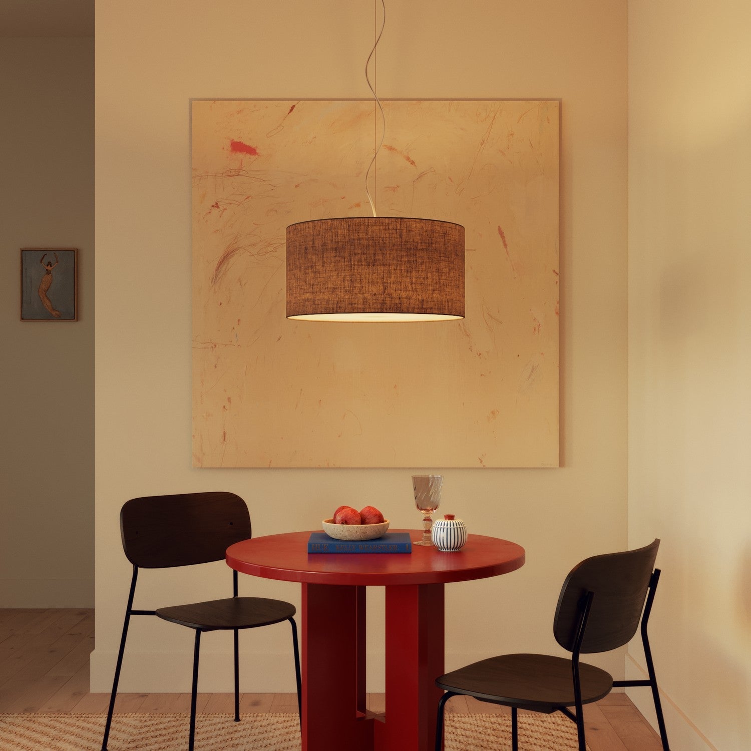 Paralume Cilindro XL in tessuto con attacco E27 - Made in Italy - Camelot Marrone