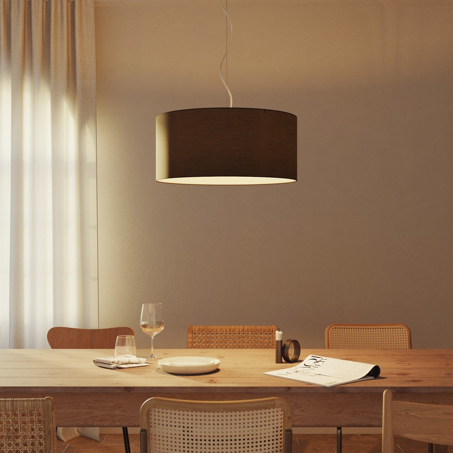 Paralume Cilindro XXL in tessuto con attacco E27 - Made in Italy - Teletta Antracite