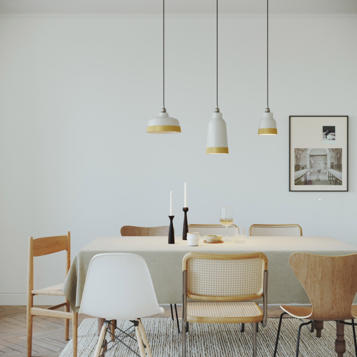 Paralume Coppa bicolore in ceramica Bianco e Giallo, collezione Materia - Made in Italy - Creative Cables