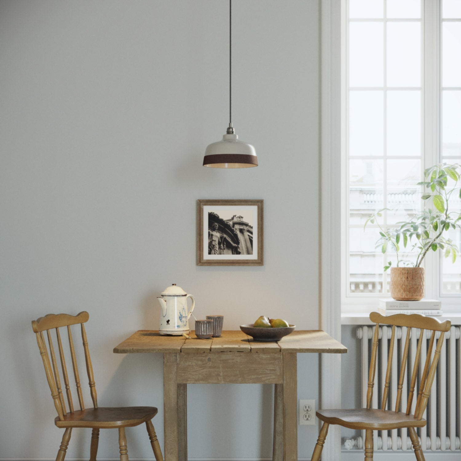 Paralume Coppa bicolore in ceramica Bianco e Marrone, collezione Materia - Made in Italy