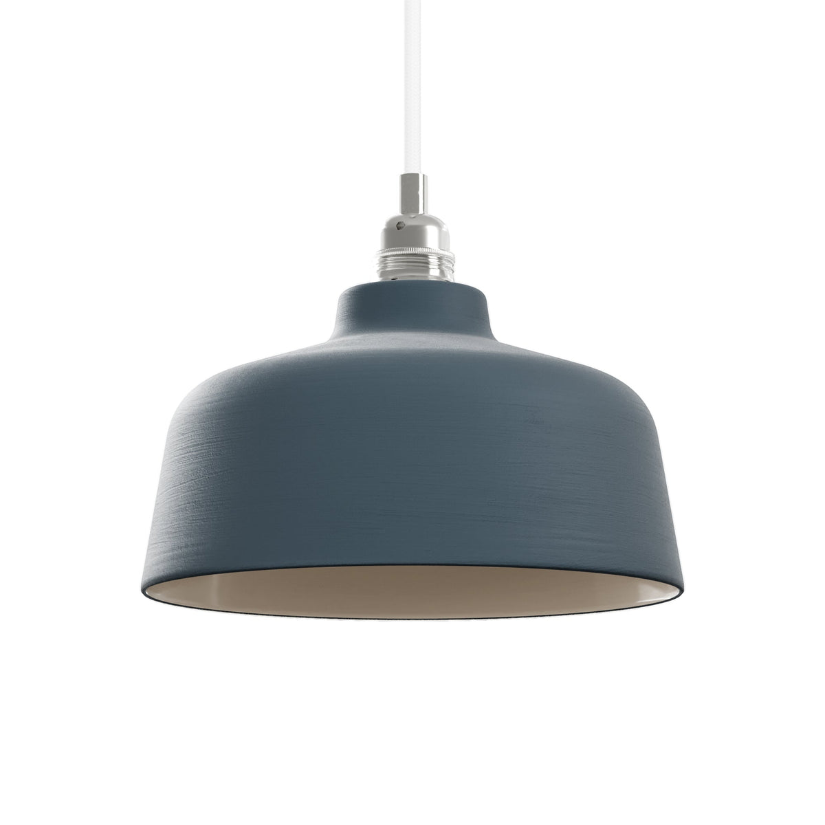 Paralume Coppa in ceramica per lampadario - Petrolio / Bianco