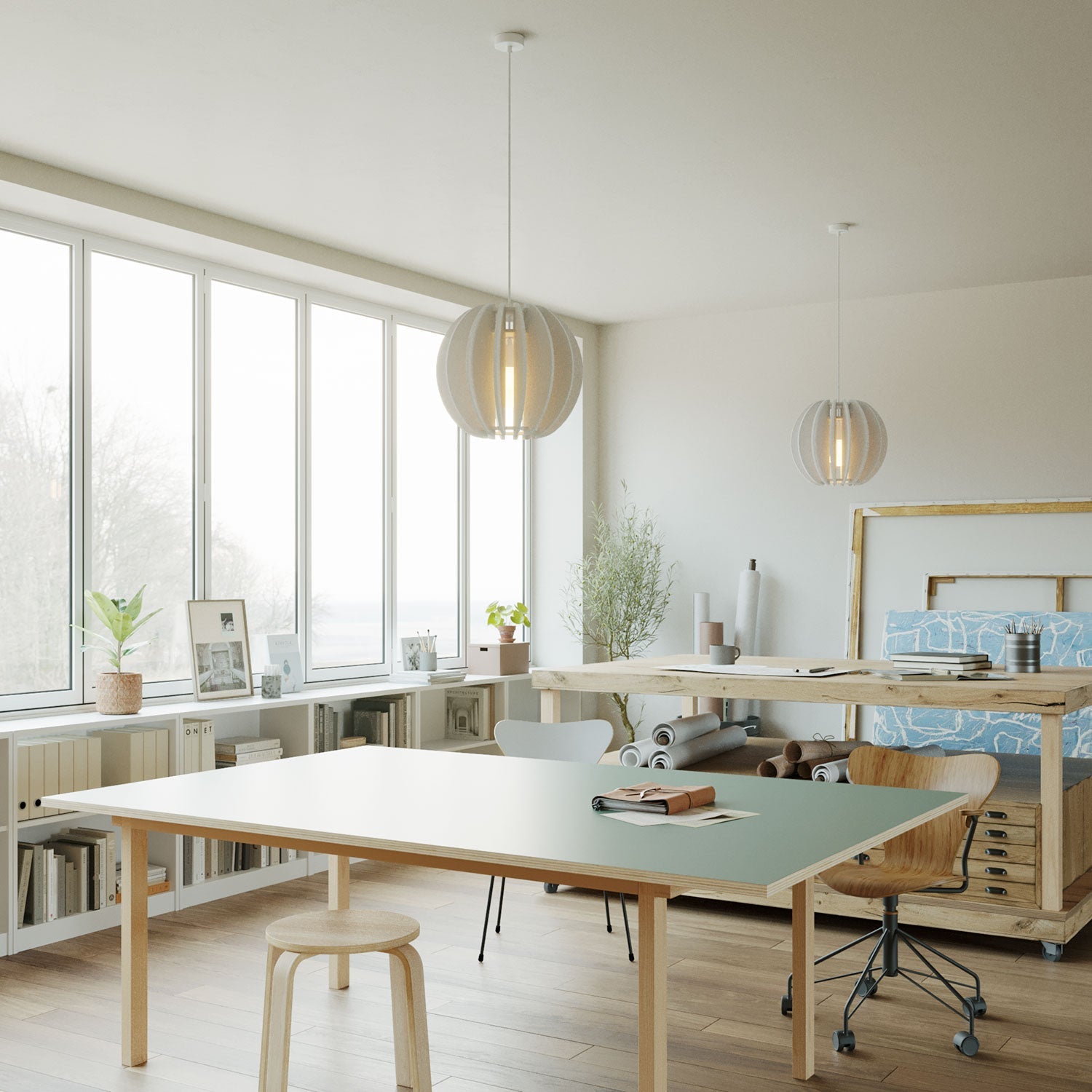 Paralume ellittico LAMPSHHADE in materiale fonoassorbente - Bianco melange - Creative Cables