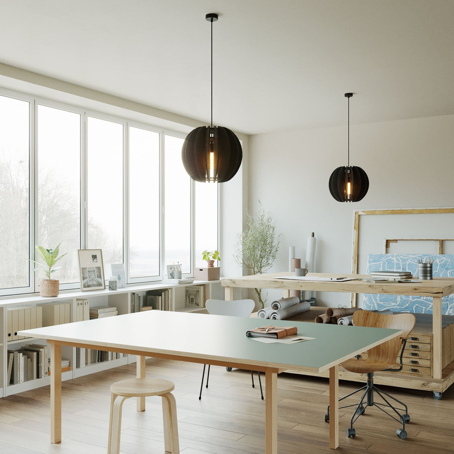 Paralume ellittico LAMPSHHADE in materiale fonoassorbente - Nero melange - Creative Cables