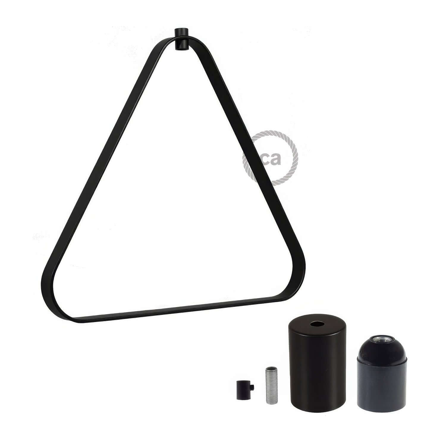 Paralume in metallo Duedì Apex con copriportalampada in metallo e portalampada E27 - Nero - Creative Cables