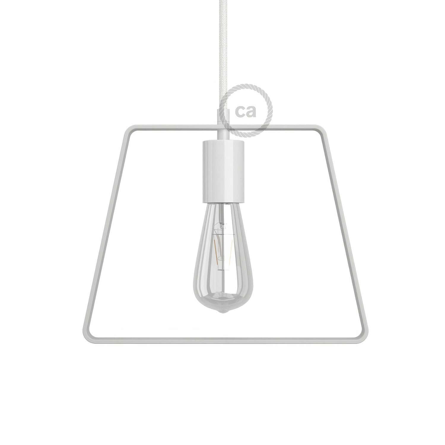 Paralume in metallo Duedì Base con copriportalampada in metallo e portalampada E27 - Bianco - Creative Cables