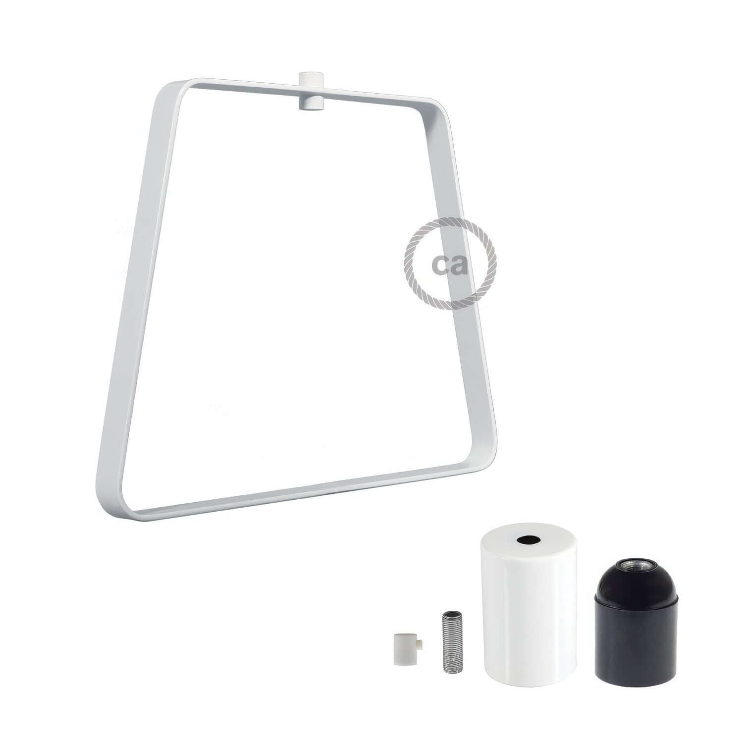 Paralume in metallo Duedì Base con copriportalampada in metallo e portalampada E27 - Bianco - Creative Cables