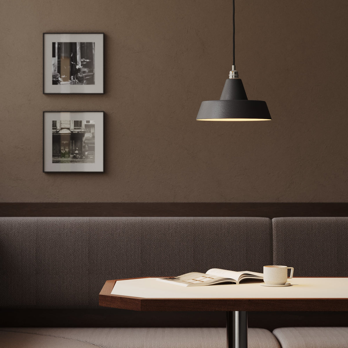 Paralume Industriale in ceramica per lampadario - Effetto lavagna / Bianco opaco