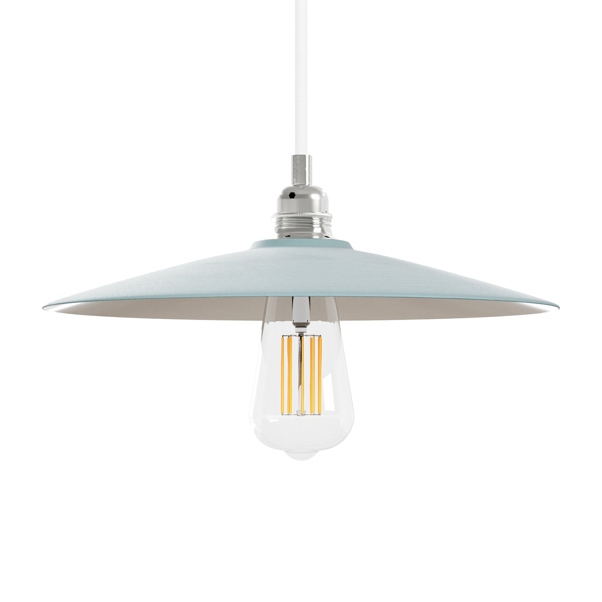 Paralume Piatto in ceramica per lampadario - Azzurro / Bianco