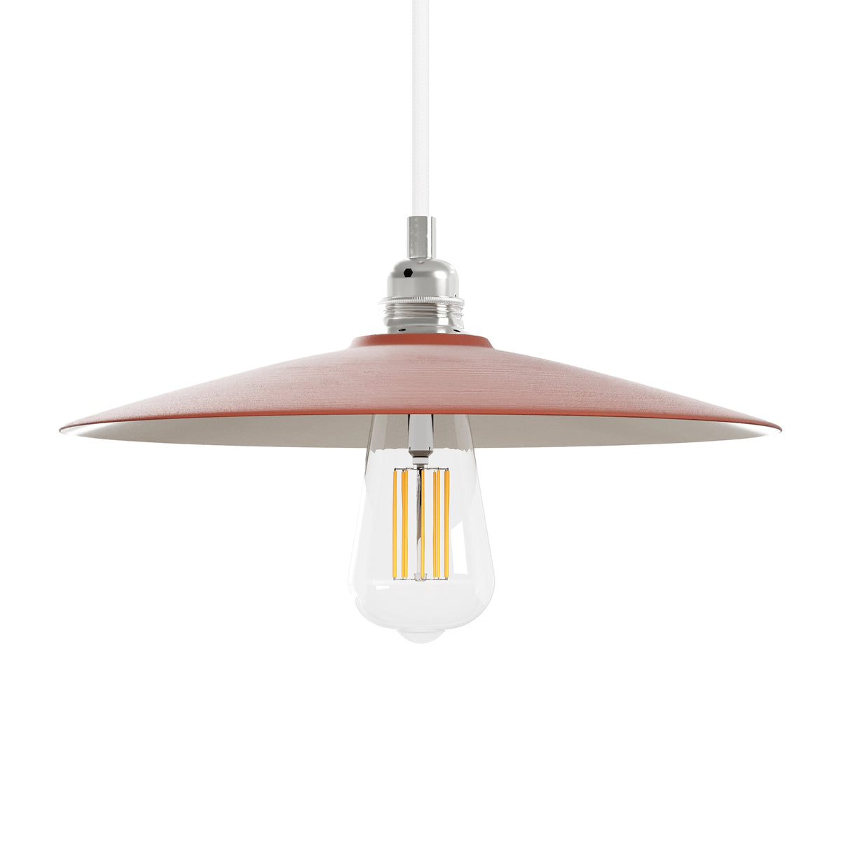 Paralume Piatto in ceramica per lampadario - Corallo / Bianco