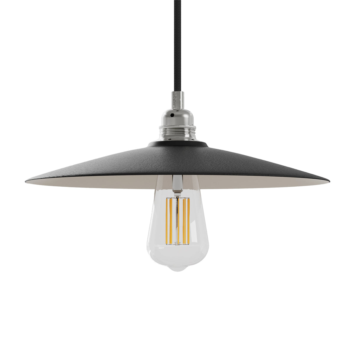 Paralume Piatto in ceramica per lampadario - Effetto lavagna / Bianco opaco