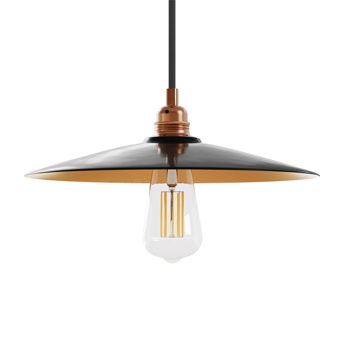 Paralume Piatto in ceramica per lampadario - Nero / Rame