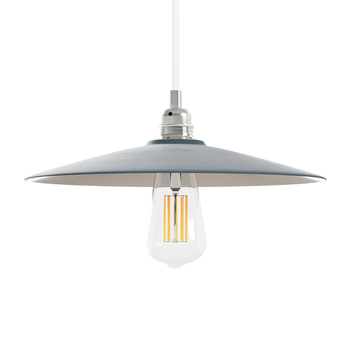 Paralume Piatto in ceramica per lampadario - Petrolio / Bianco