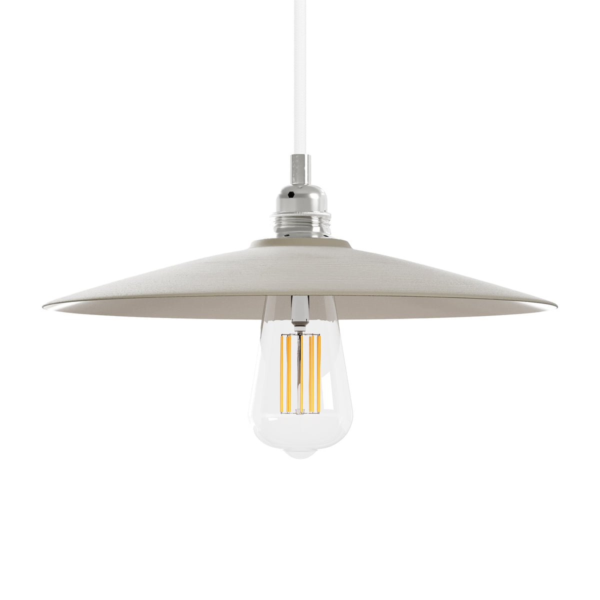 Paralume Piatto in ceramica per lampadario - Tortora / Bianco