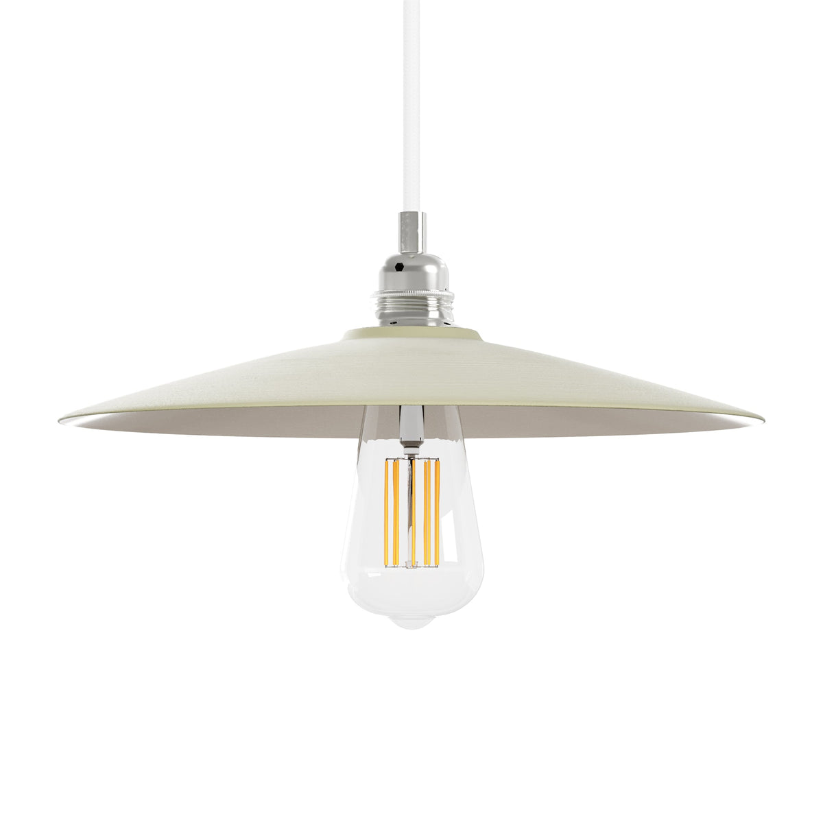 Paralume Piatto in ceramica per lampadario - Verde salvia / Bianco