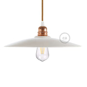 Paralume Piatto in ceramica per sospensione - Made in Italy - Bianco lucido - Creative Cables