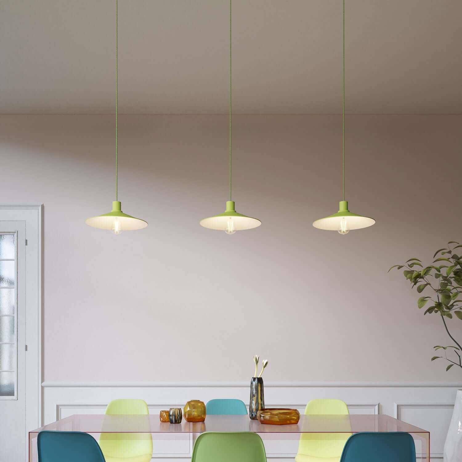 Paralume Swing in metallo smaltato per portalampada E27 - Verde prato
