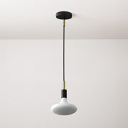 Lampada a sospensione completa di cavo tessile, finiture in metallo e serracavo da 7cm - Nero