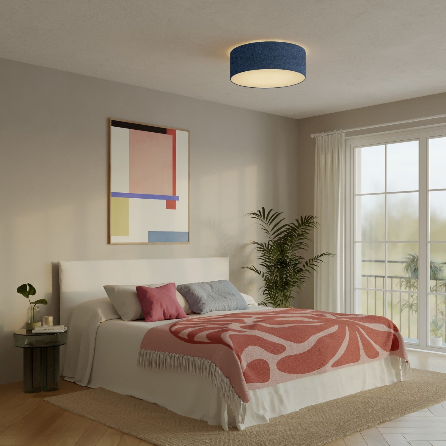 Plafoniera in tessuto Large - Made in Italy - Lana Blu