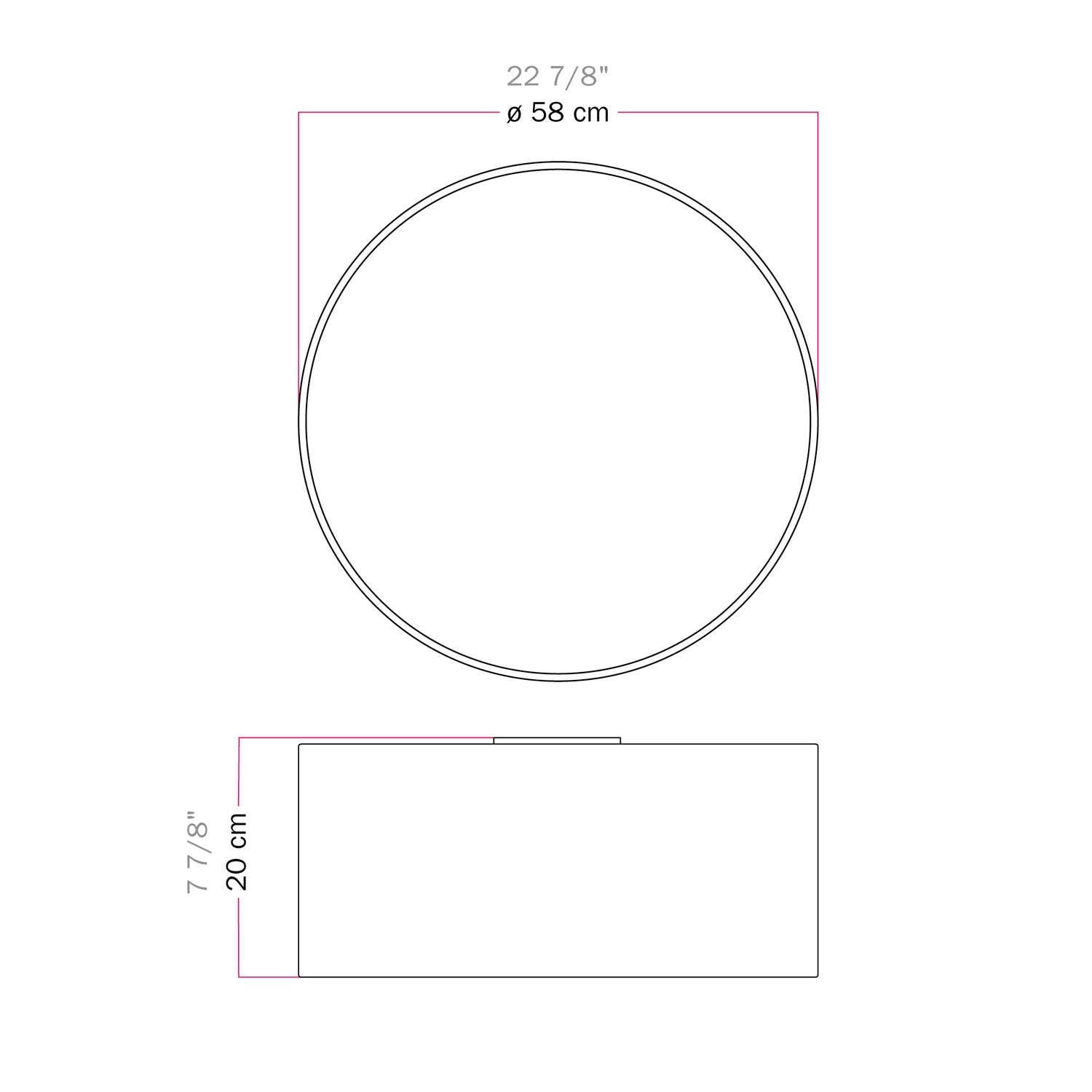 Plafoniera in tessuto Large - Made in Italy - Teletta Grigio Scuro