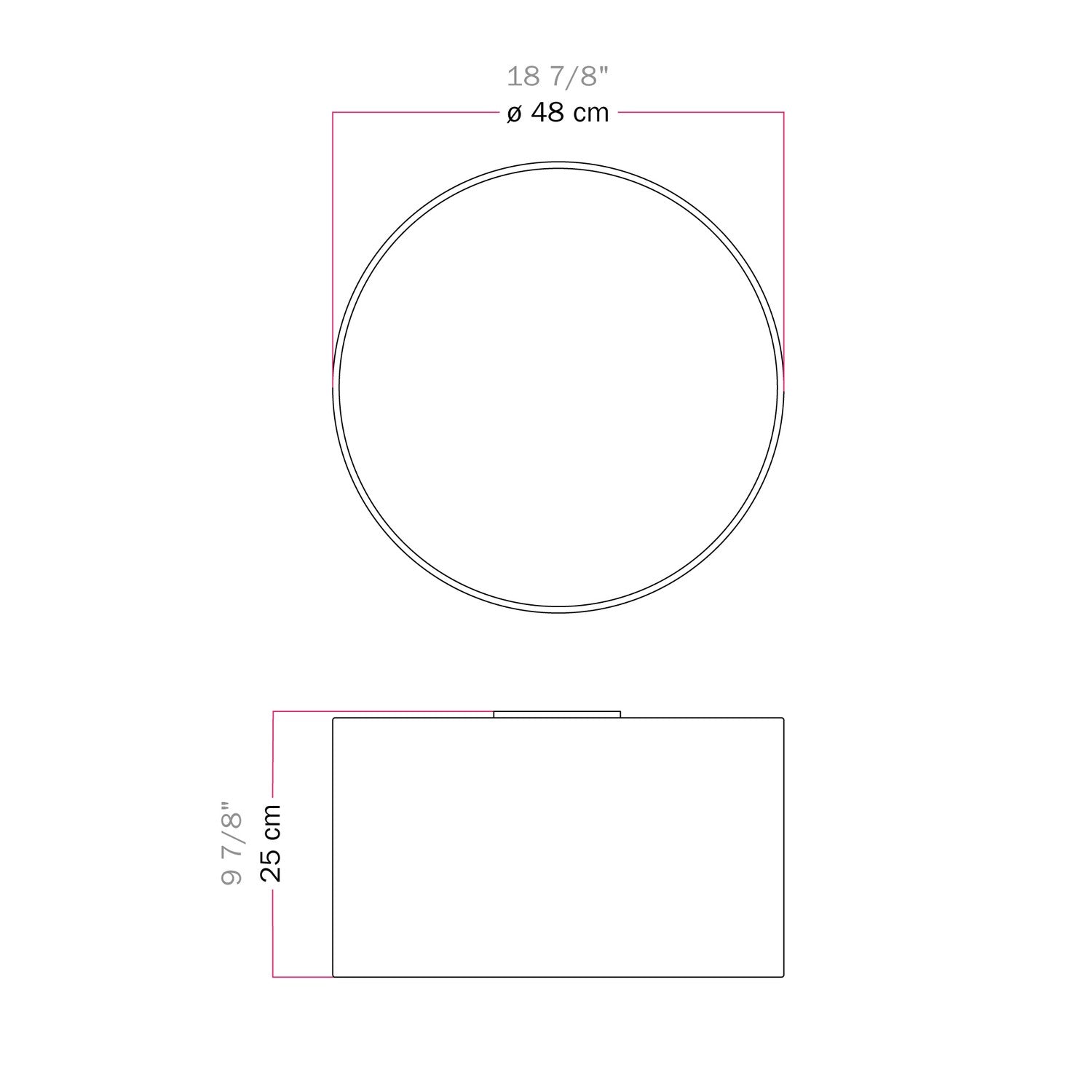 Plafoniera in tessuto Medium Arenal cenere - Made in Italy - Creative Cables