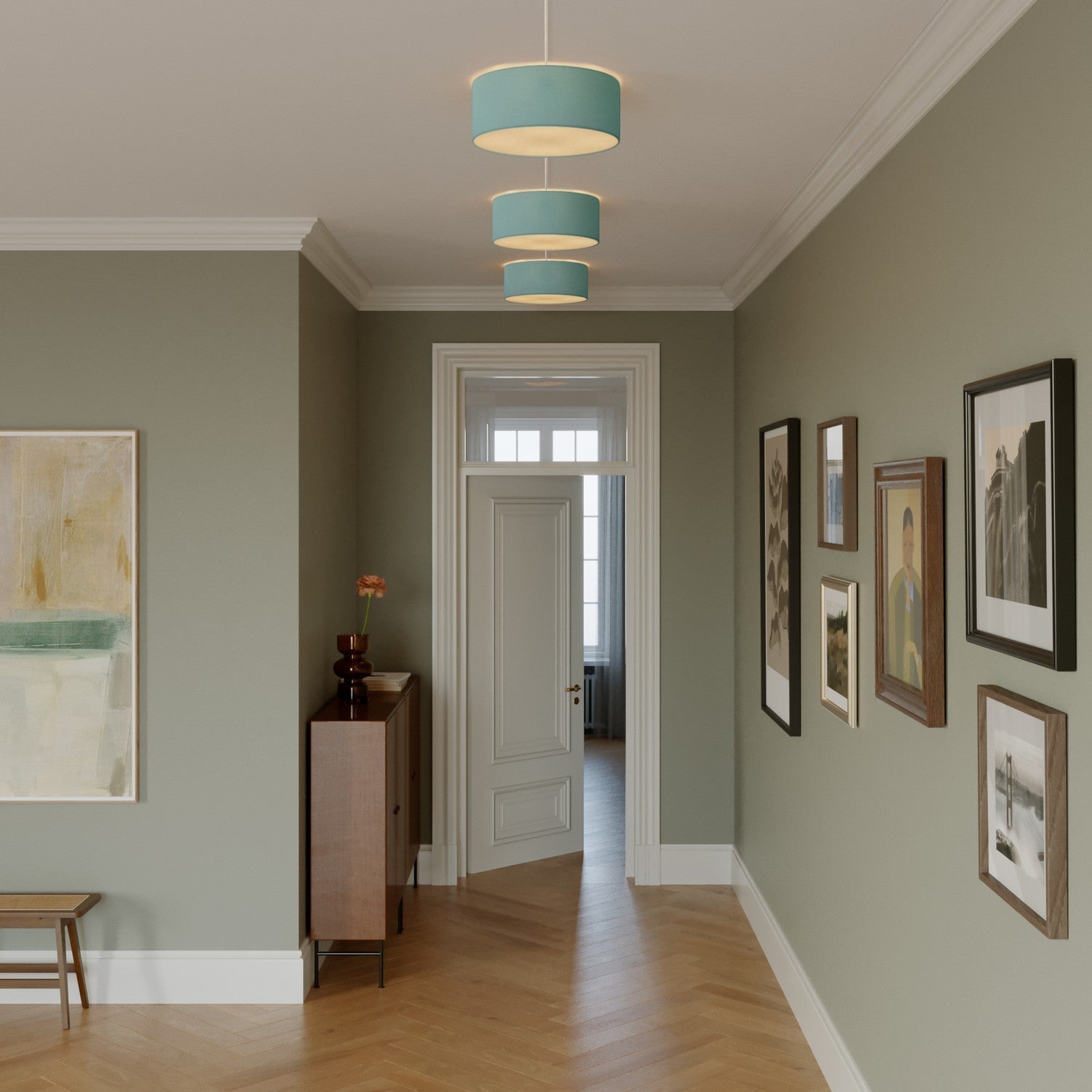 Plafoniera in tessuto Small - Made in Italy - Teletta Verde Dubbio