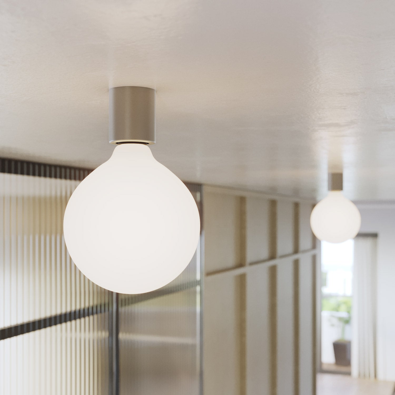 Portalampada E27 in metallo da parete o soffitto - Titanio satinato