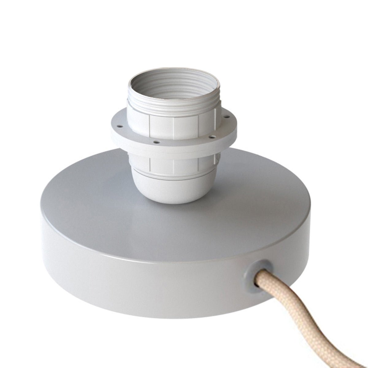 Posaluce per paralume - Lampada da tavolo in metallo - Bianco lucido